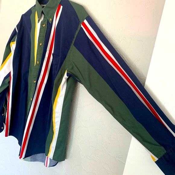 MENS VINTAGE 90’S COLOR BLOCKED NAUTICA BUTTON UP LONGSLEEVE SHIRT SIZE MEDIUM - Picture 2 of 6